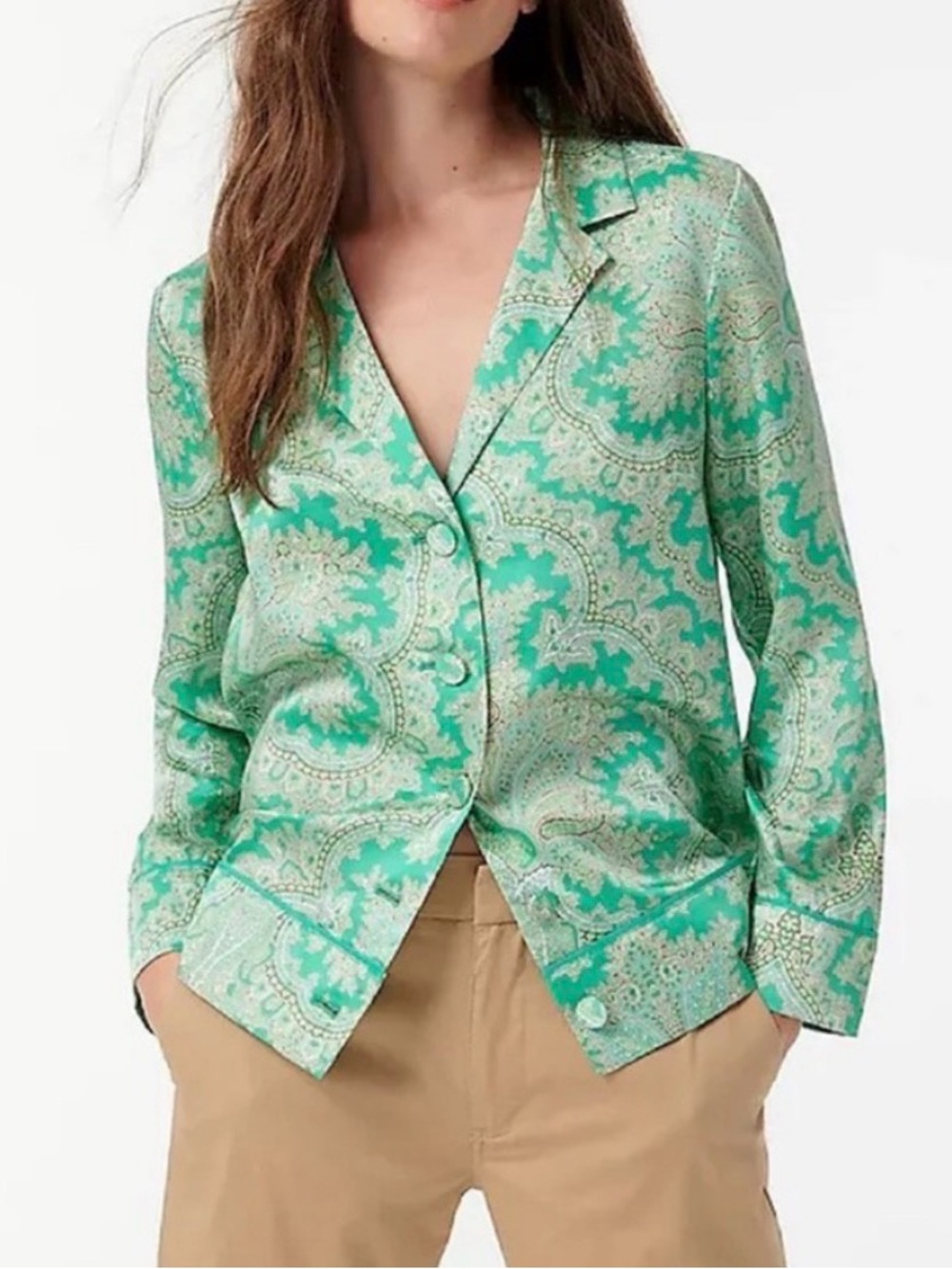J Crew Collection Drapey button-up top Ratti pendant paisley M